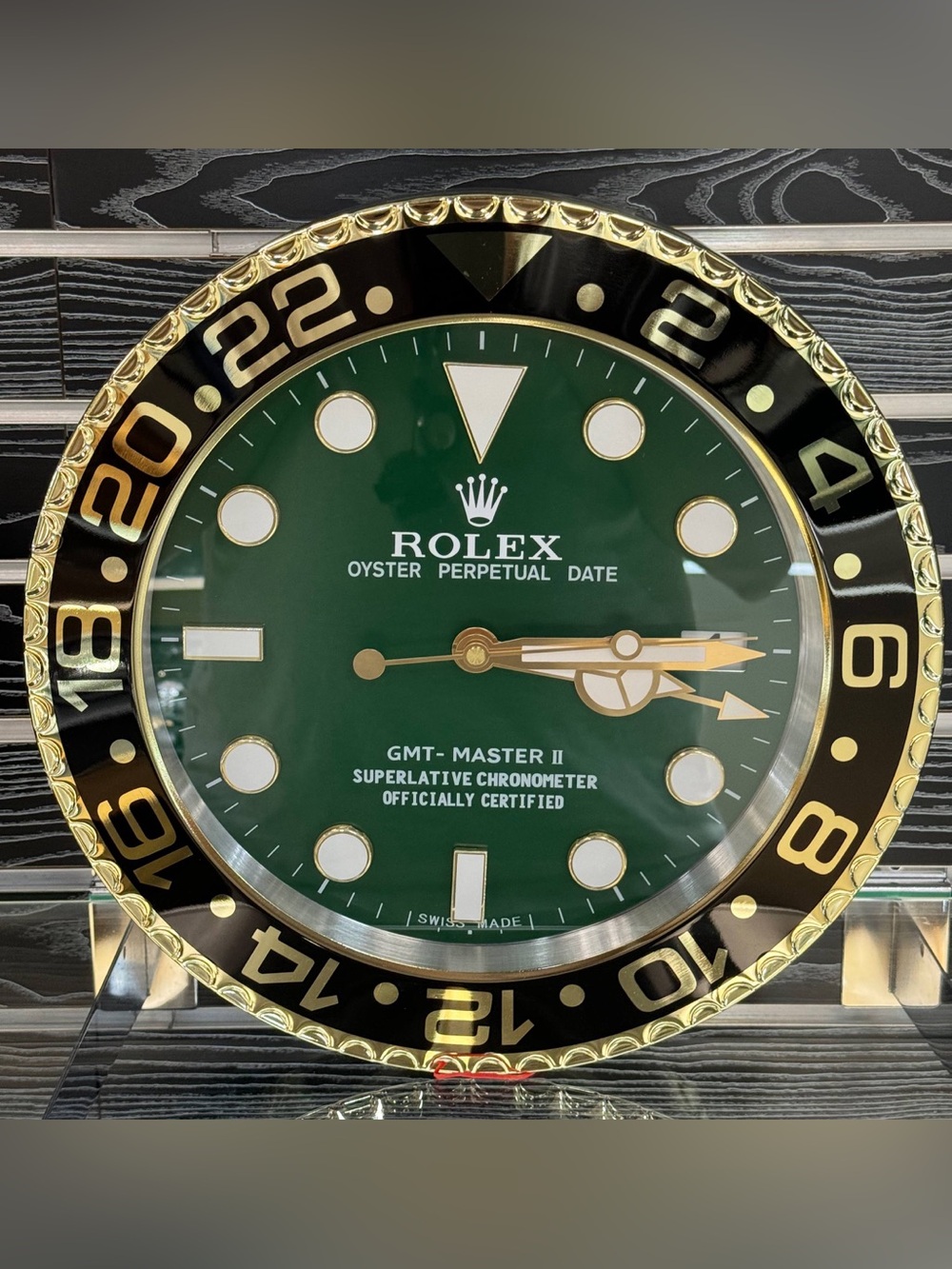 GMT-Master II Wall Clock | Black & Yellow Gold Bezel Insert | Dark Green Dial